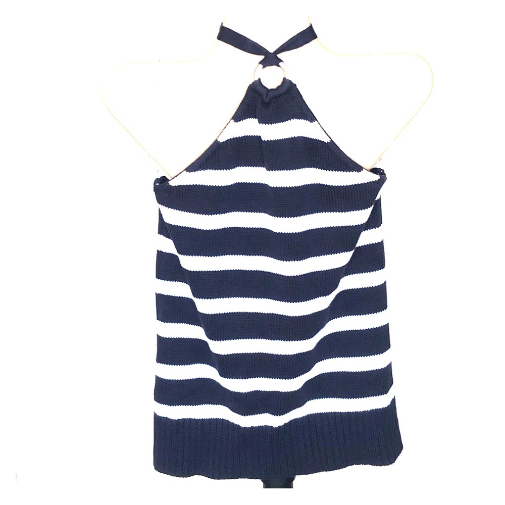 Ann Taylor halter top sleeveless Small Navy white